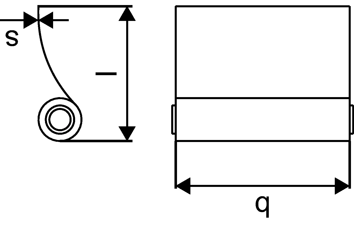 Transparentes Dicht- und Klebeband für verschiedene Anwendungen, dargestellt in einer schematischen Darstellung mit einem Rollenmechanismus und Maßen. Marke Uponor.