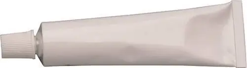 Tube mit grauer Paste, die eine glatte Oberfläche hat. Die Kappe ist im oberen Bereich sichtbar. Produkt von Uponor.
