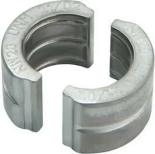 Metallene Halbschale mit gerillter Oberfläche, die Teil eines Verbindungssystems von Uponor ist. Die Elemente sind zum einfachen Zusammenstecken konzipiert.