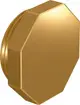 Goldfarbener Verteilerstopfen mit oktagonalem Design, hergestellt von Uponor, für Anschlussanwendungen, abgebildet aus perspektivischer Sicht.