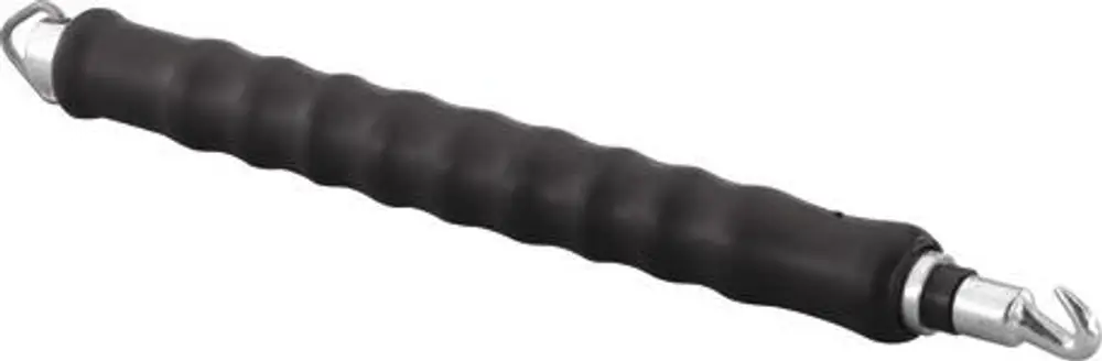 Schwarze Griffstange mit gummierter Oberfläche und zwei Metallhaken an den Enden. Produkt von Uponor, geeignet für verschiedene Anwendungen im Handwerksbereich.