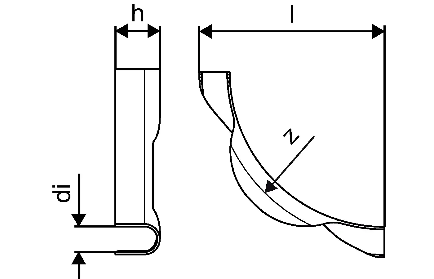 Rohrführungsbogen aus Stahl mit gebogenem Profil, geeignet für Rohrleitungen. Produkt von Uponor, zeigt Maße und Form für Einsatz in Sanitär- oder Heizungsinstallationen.