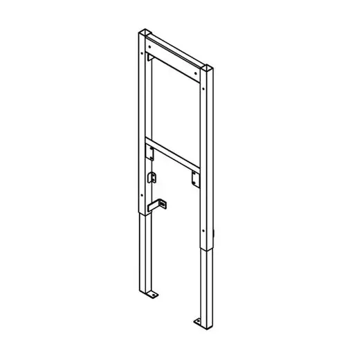 Montagerahmen aus Metall für die Vorwandinstallation eines Gas-Umlaufwasserheizers. Hersteller ist Viessmann. Rahmen ist als unterstützende Struktur konzipiert.