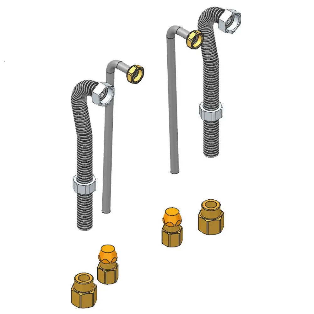 Hydraulische Verbindungselemente von Viessmann, bestehend aus flexiblen Rohren und Verbindungsteilen, zur Verwendung in Rohrleitungssystemen.