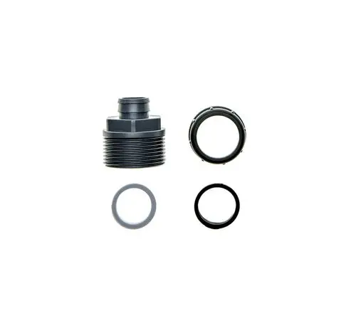 Adapternippel aus schwarzem Material mit zwei O-Ringen und einem Gewinde, geeignet für Kondensatschläuche von Brötje.