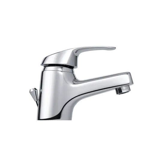 Elegante, verchromte Mischarmatur für die Küche oder das Badezimmer mit einem ergonomischen Hebel und einem klaren, modernen Design.