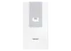 Stiebel Eltron Wärmepumpe mit einem weißen Gehäuse und einem grauen oberen Bereich. Anzeige und Bedienelemente sind an der Vorderseite angebracht.