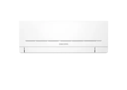 Weißes Wandklimagerät von Stiebel Eltron, schlankes Design mit horizontalen Lufteinlassschlitzen. Ideal zur Kühlung von Innenräumen.