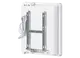 Wandkonvektor in Weiß von Stiebel Eltron mit Montageschienen und Kabel, gezeigt von der Rückseite.