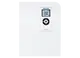 Weißer Wandheizer von Stiebel Eltron mit digitalem Display zur Temperatureinstellung und Bedienelementen in der Mitte.