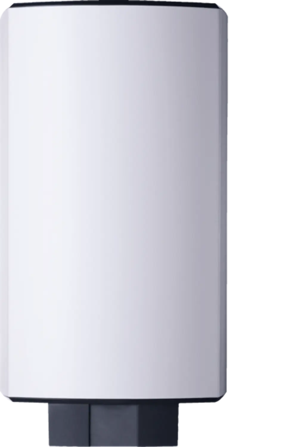 Wandhängender Pufferspeicher in weißer Ausführung von Stiebel Eltron. Rundes, einfaches Design ohne zusätzliche Beschriftungen oder sichtbare Anschlussstellen.