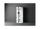 Weißer Standspeicher von Stiebel Eltron, zylindrische Form mit verschiedenen Anschlüssen und Bedienelementen, vor grauer Wand platziert.