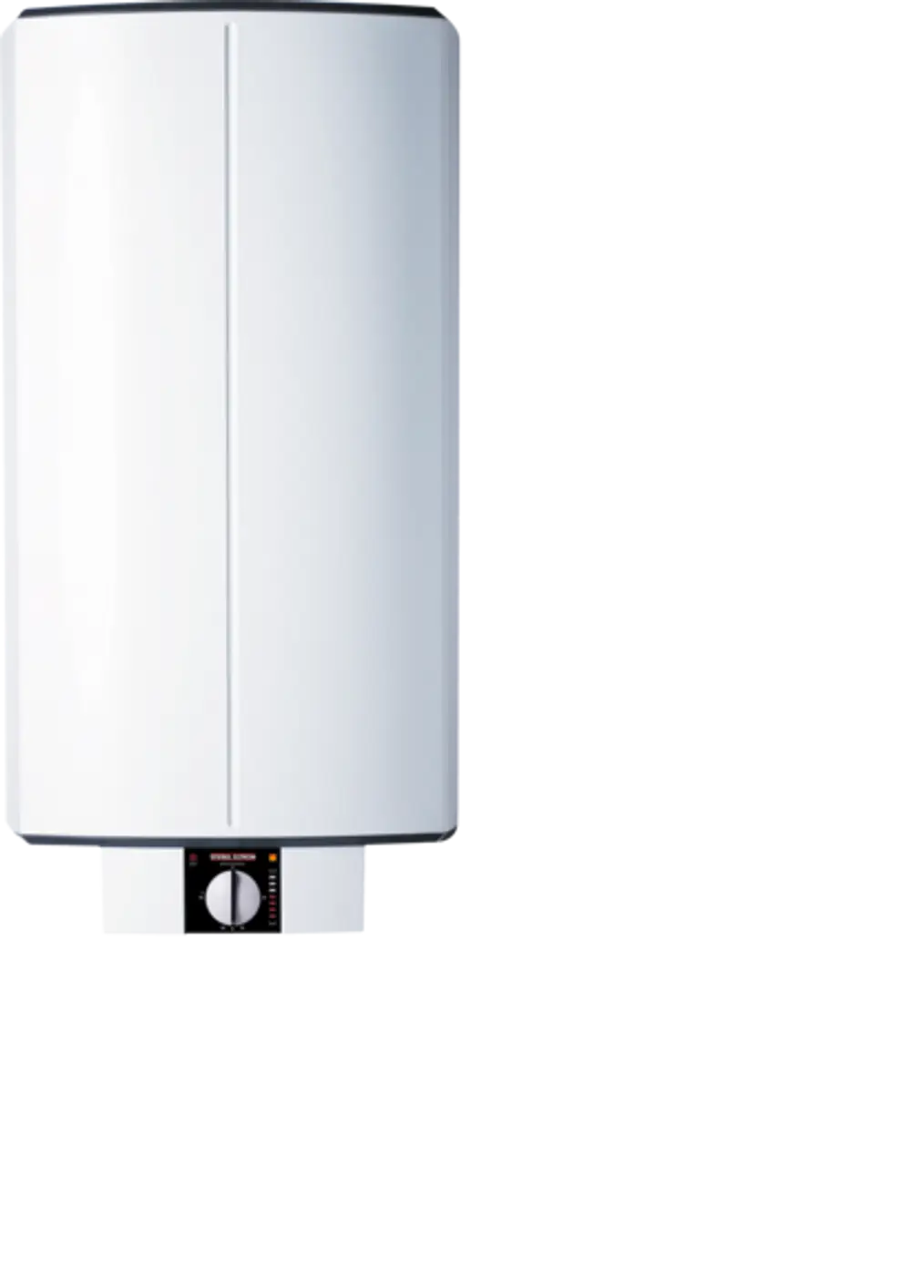Wandspeicher von Stiebel Eltron in Weiß, mit Bedienfeld und Drehregler. Gerades Design, geeignet zur Wandmontage, für die Erwärmung von Wasser.