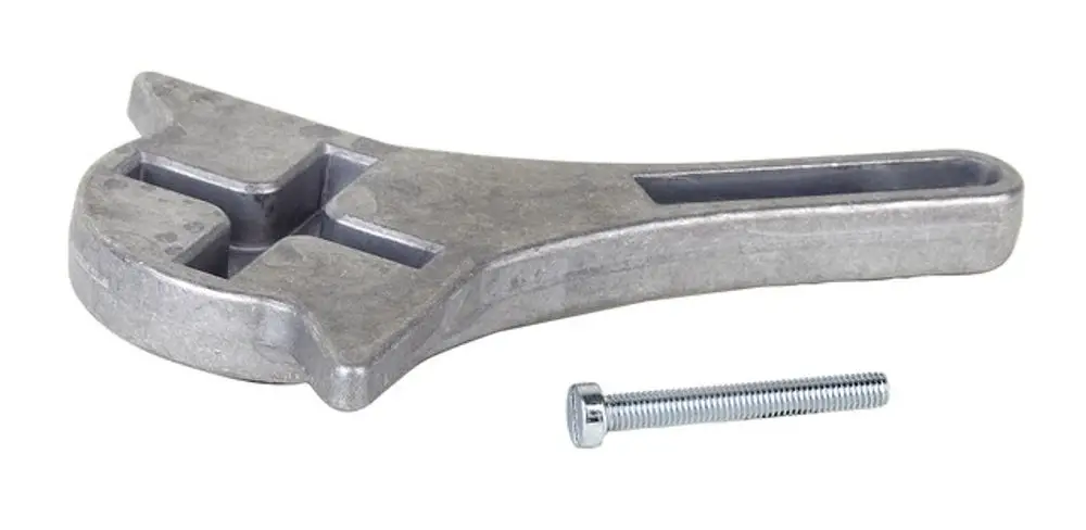 Stellhebel aus Metall mit geschlitzter Fläche und länglichem Griff, daneben eine Schraube; geeignet für Resideo DRK-Mischer.