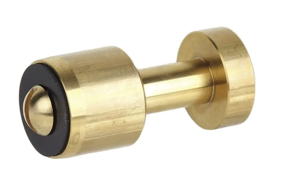 Kolben für ein Schwimmerventil, hergestellt von Resideo. Das Produkt hat eine zylindrische Form mit einem schwarzen Gummiabschnitt und einer metallischen Oberfläche.