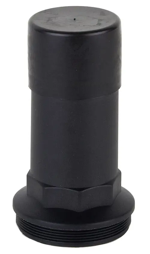 Schwarze Federhaube von Resideo, zylindrische Form mit gewindeförmigem Unterteil, geeignet für Anwendungen in Heiz- oder Kühlsystemen.