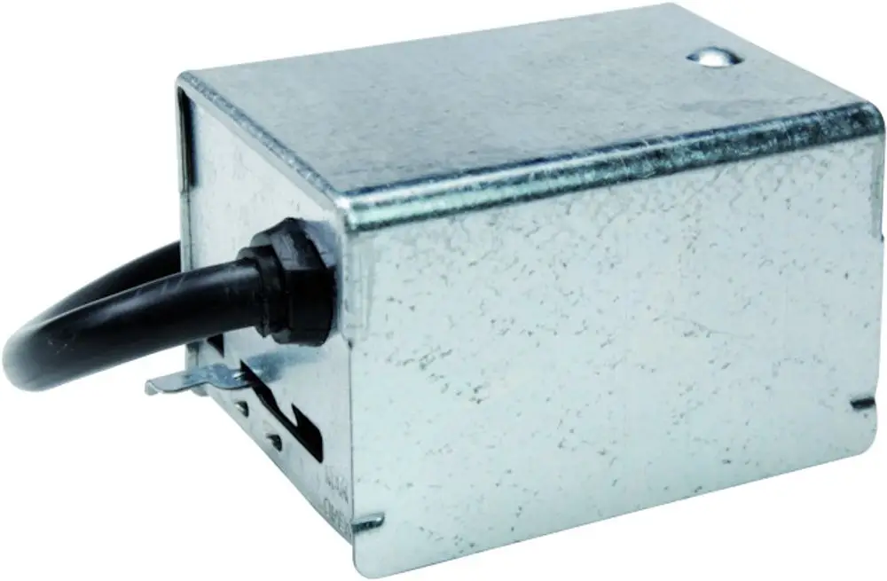 Synchronmotor in einem metallischen Gehäuse, mit Kabelanschluss. Produkt von Resideo für Anwendungen in Zonenventilen.