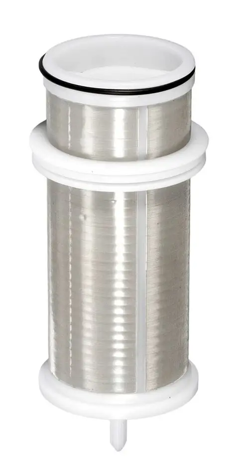Filtereinsatz aus Metall mit Kunststoffteilen, geeignet für verschiedene Anwendungen. Das Produkt gehört zur Marke Resideo.
