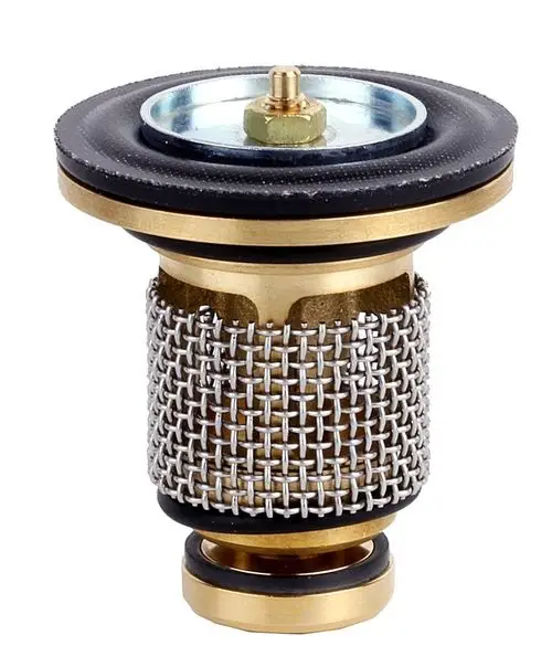 Ventileinsatz aus Messing und Metallgewebe, geeignet für Heizungsanwendungen. Produziert von Resideo, zur Verwendung in bestimmten Ventilsystemen.