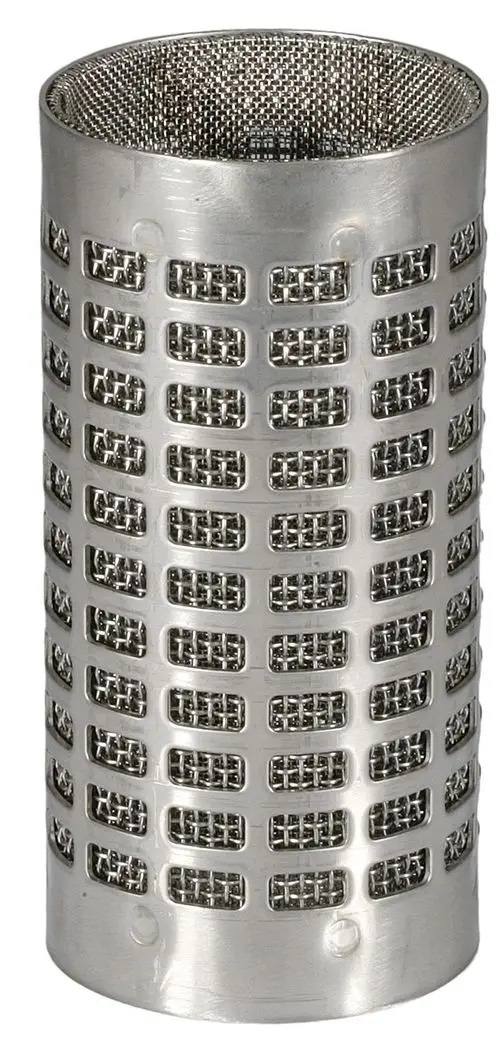 Ersatzsieb aus Metall mit rundem Querschnitt und durchgängiger Struktur, geeignet für Installationen von Resideo. Klar erkennbare Maschenstruktur an der Oberfläche.