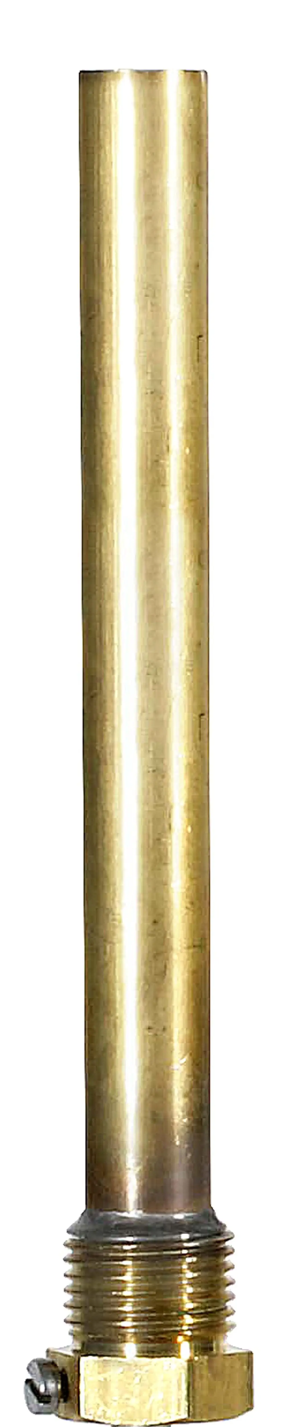 Messing-Tauchhülse mit Gewinde und angeschlossenem Arm. Zu sehen ist die verchromte Oberfläche. Erzeugt von Resideo zur Produktanpassung in verschiedenen Anwendungen.