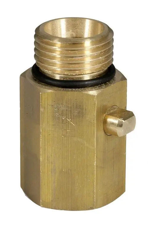 Messingstück mit Innengewinde und O-Ring, seitlichem Anschluss. Produkt von Resideo, geeignet für Rohrverbindungen.