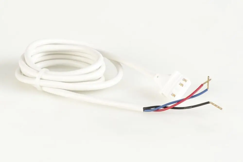 Kabel mit einem Stecker und drei Leitungen in den Farben Schwarz, Blau und Rot. Das Produkt stammt von Resideo und ist in einer 1-Meter-Länge ausgeführt.