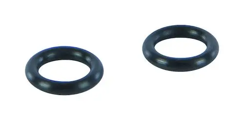Zwei schwarze O-Ringe mit rundem Querschnitt auf weißem Hintergrund, geeignet für Adapter, hergestellt von Resideo.