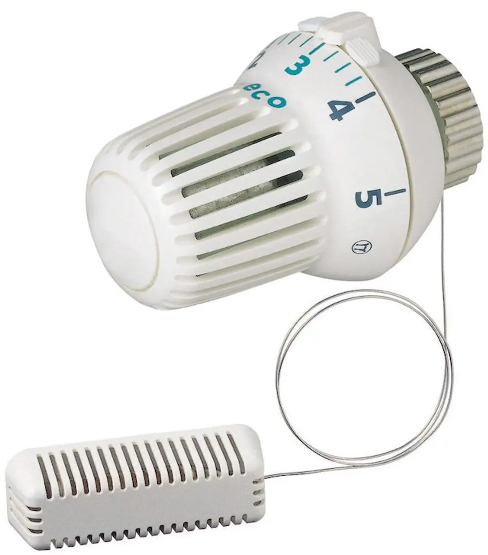 Thermostat-Regler in Weiß von Resideo, mit einstellbarem Temperaturbereich und einem Anschlusskabel. Das Design ist funktional und für Heizsysteme geeignet.