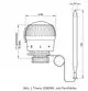 Thermostatregler mit Fernfühler und Kapillarrohr, aus der Produktreihe von Resideo. Abbildung zeigt Produktmaße und Designanordnung.
