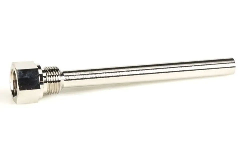 Messing-Tauchhülse mit gewinde, geeignet für Thermostatregler, von Resideo, unauffälliges Design.