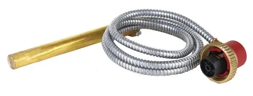 Temperaturweggeber mit flexibler Metallummantelung und einem Anschluss am unteren Ende. Der Hersteller ist Resideo.