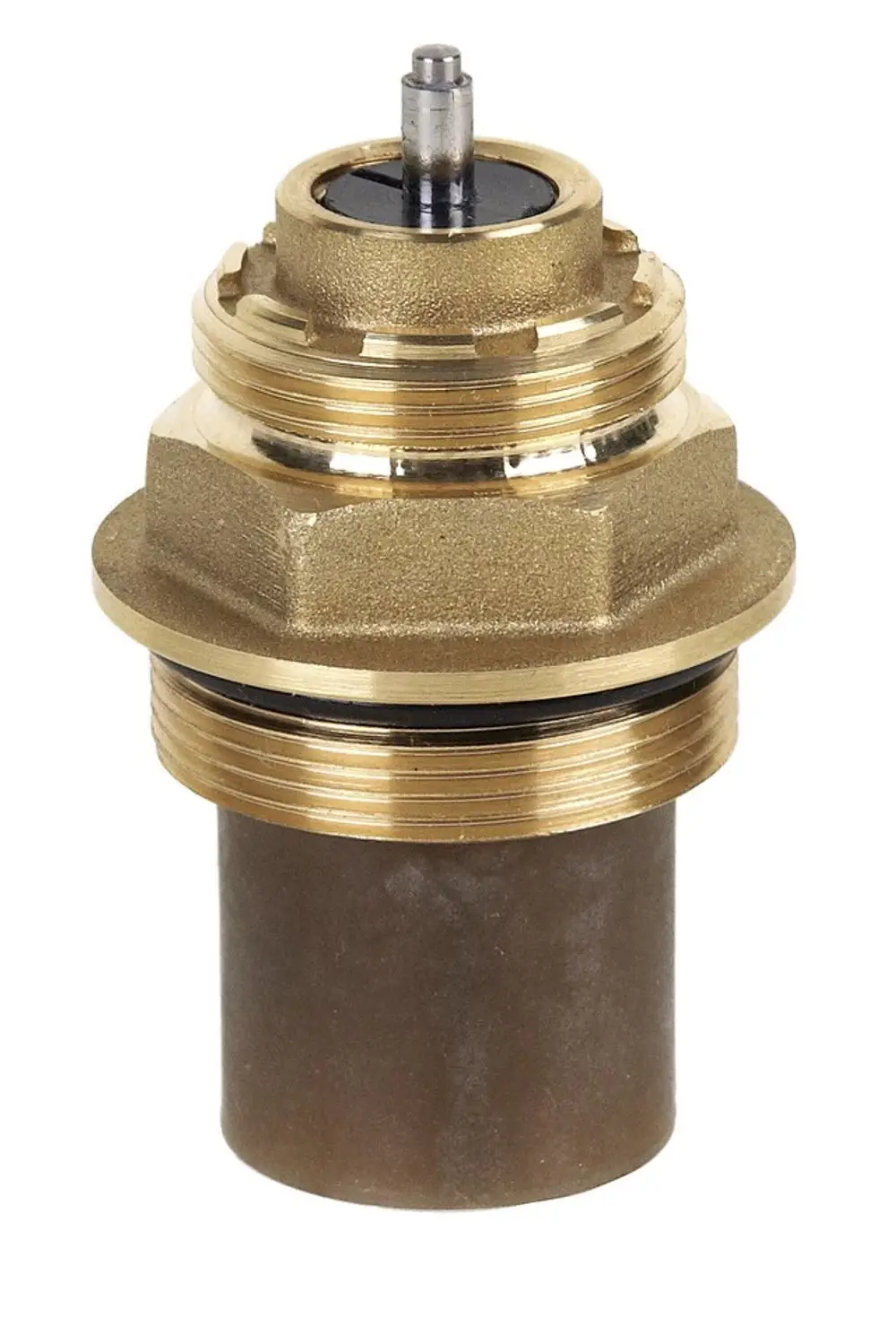 Ventileinsatz aus Metall mit gewindeförmiger Basis, geeignet für Edelstahlventile, mit einem zentralen Schaft. Hergestellt von Resideo.