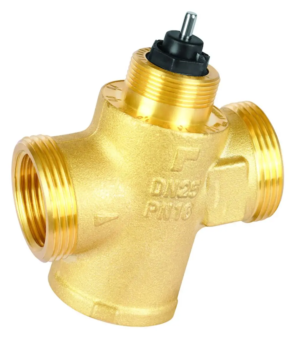 Druckunabhängige Regelventil von Resideo, aus Messing, mit Gewindeanschlüssen. Kompakte Bauform zur Regelung des Wasserflusses in Heizsystemen.