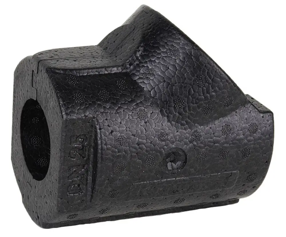 Schwarze Dämmschale mit strukturiertem Muster, gefertigt aus einem stabilen Material, sichtbar mit dem Markennamen Resideo.