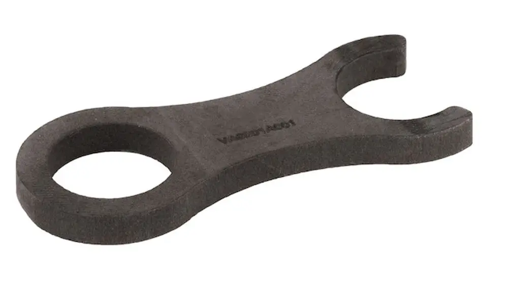 Schwarzer Messadapter mit ringförmigem und gabelartigem Ende, hergestellt von Resideo, zur Verwendung in Wasser- oder Heizungsanlagen.