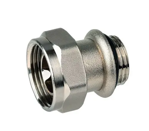 Gewindetülle mit Weichdichtung, aus Metall gefertigt, zeigt das Resideo-Logo. Die Bauform gewährleistet eine sichere Verbindung in Rohrleitungen.