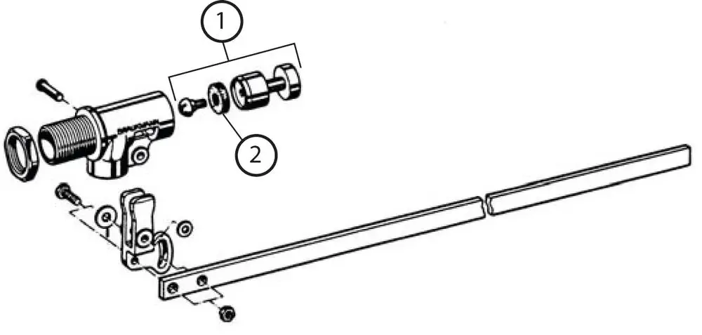 Diagramm eines Schwimmerventils mit verschiedenen Komponenten, das von Resideo stammt. Die Einzelteile sind nummeriert und schematisch dargestellt.