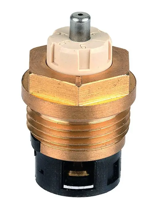 Resideo Ventileinsatz mit metallischem Gehäuse und einem regulierbaren Drehknopf zur Einstellung, geeignet für Thermostatventilkörper.