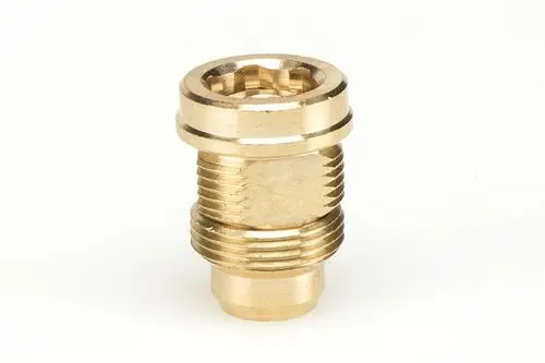 Verchromtes Metallteil mit Gewinde und sechseckigem Ausschnitt, typisch für Resideo-Produkte. Eignet sich für diverse Installationen in der Sanitär- und Heiztechnik.