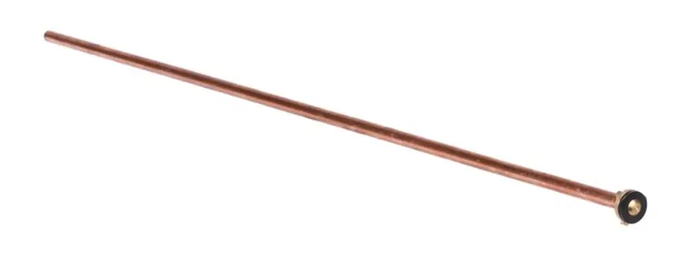 Kupferrohr mit schwarzem Gummiadapter am Ende, Teil eines Systems von Resideo, möglicherweise für den Einsatz in Heizungs- oder Kühlsystemen.