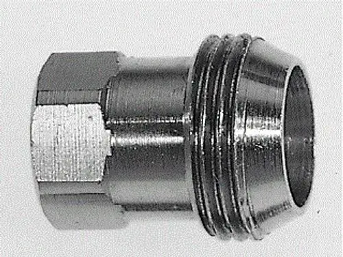 Metallisches Bauteil mit sechseckigem Ende und Innengewinde, möglicherweise Teil eines thermischen Systems, angeblich von der Marke Resideo.