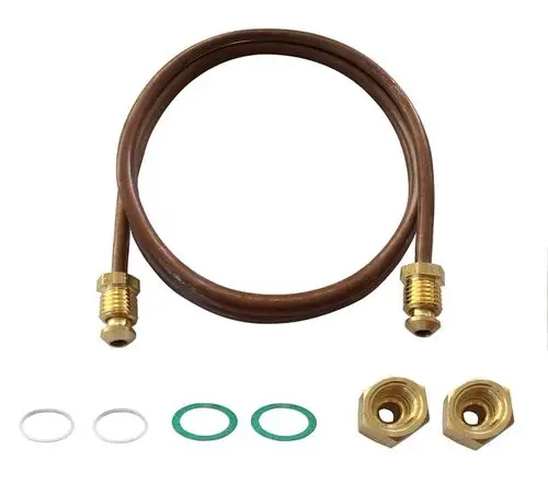 Braune Impulsleitung mit zwei goldenen Anschlüssen und O-Ringen, hergestellt von Resideo. Geeignet für Anwendungen im Automobilbereich.