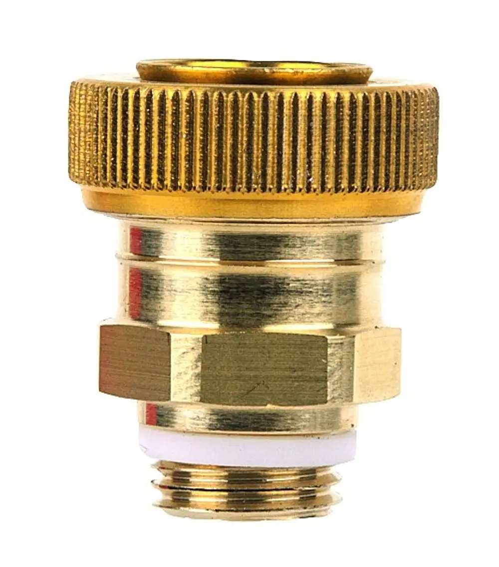 Bronzene Absperrventil mit Gewindeanschluss, hergestellt von Resideo. Das Produkt hat eine gekerbte Oberseite und eignet sich für die Verwendung in Rohrsystemen.