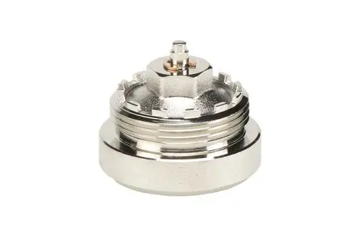Adapter mit runder, metallischer Form und Gewinde, geeignet für Markaryd-Ventile. Er stammt von der Marke Resideo.