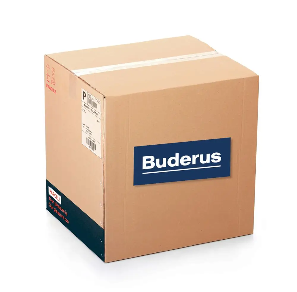 Ein Karton mit dem Buderus-Logo, der einen Kanal Puffer 400 H2 Bu everp, 8735100334 enthält.