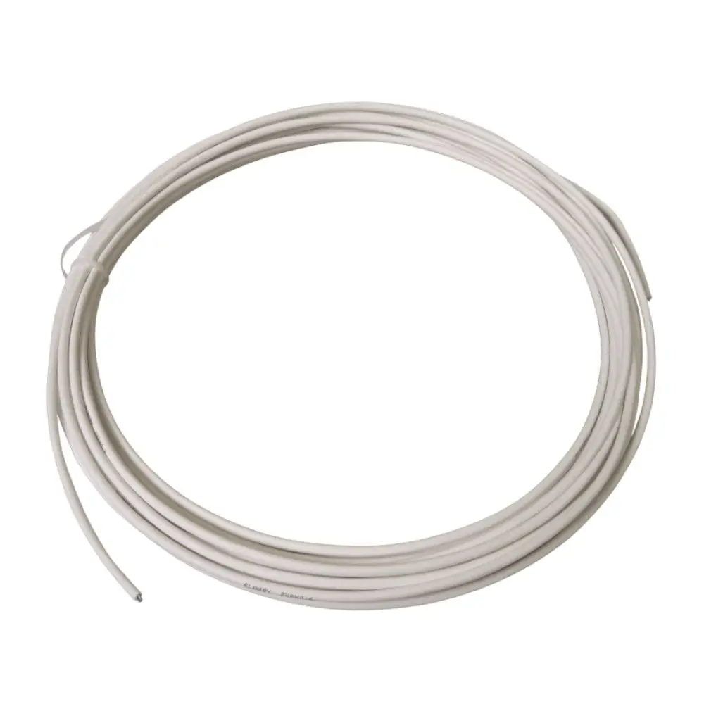 Weißes Kabel aufgerollt, geeignet für verschiedene Anwendungen. Sichtbare Kennzeichnungen deuten auf die Marke Buderus hin.