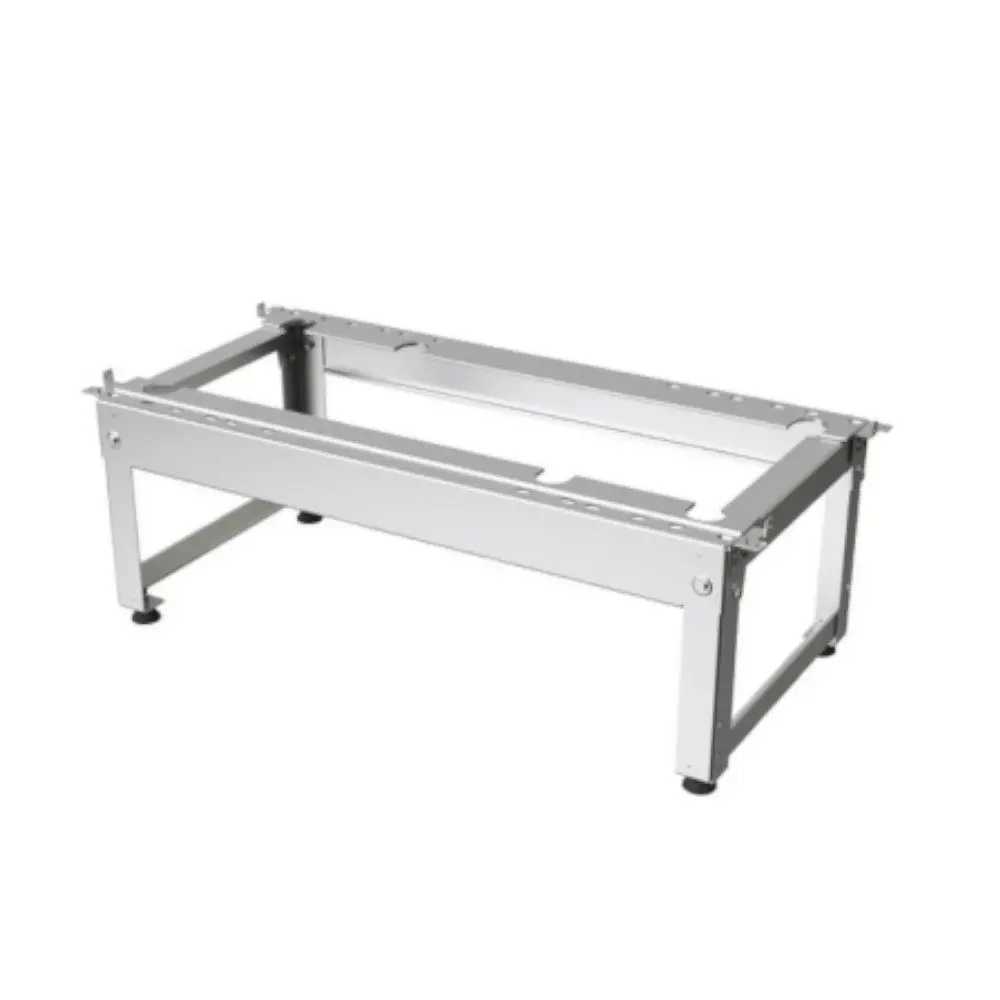 Montagesockel in Silber, gefertigt aus Metall, mit stabilen Beinen. Ideal für Buderus-Produkte, einfache Montage und Anpassung möglich.