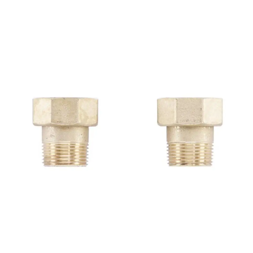 Zwei Messing-Adapter mit Außengewinde, geeignet für Verbindungen in Sanitär- oder Heizungsinstallationen. Produkte von Buderus.