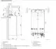 Buderus Gas-Brennwertgerät mit Abgaszubehör und vertikaler Abgasführung. Maße und Anschlussdetails sind im technischen Diagramm dargestellt.
